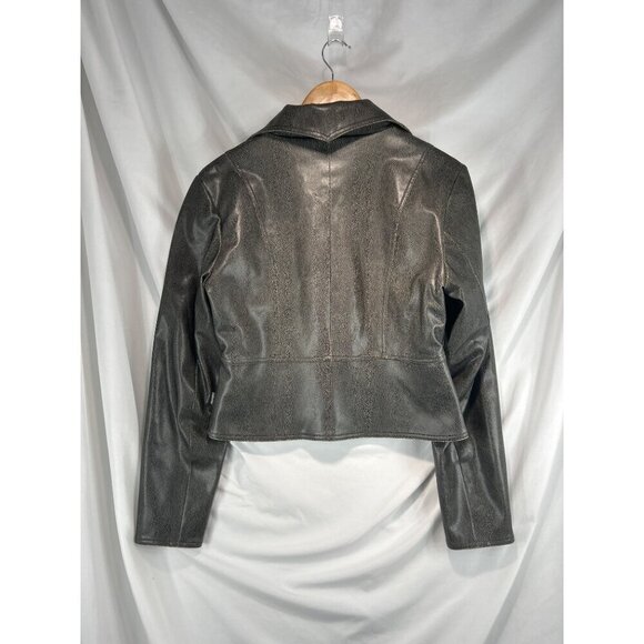 Rampage Women's Black Motorcycle Jacket Leather Zipped Pockets Full-Zip M (A-8) - Picture 2 of 7